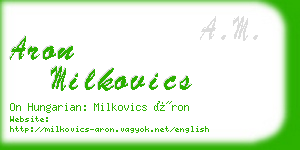 aron milkovics business card